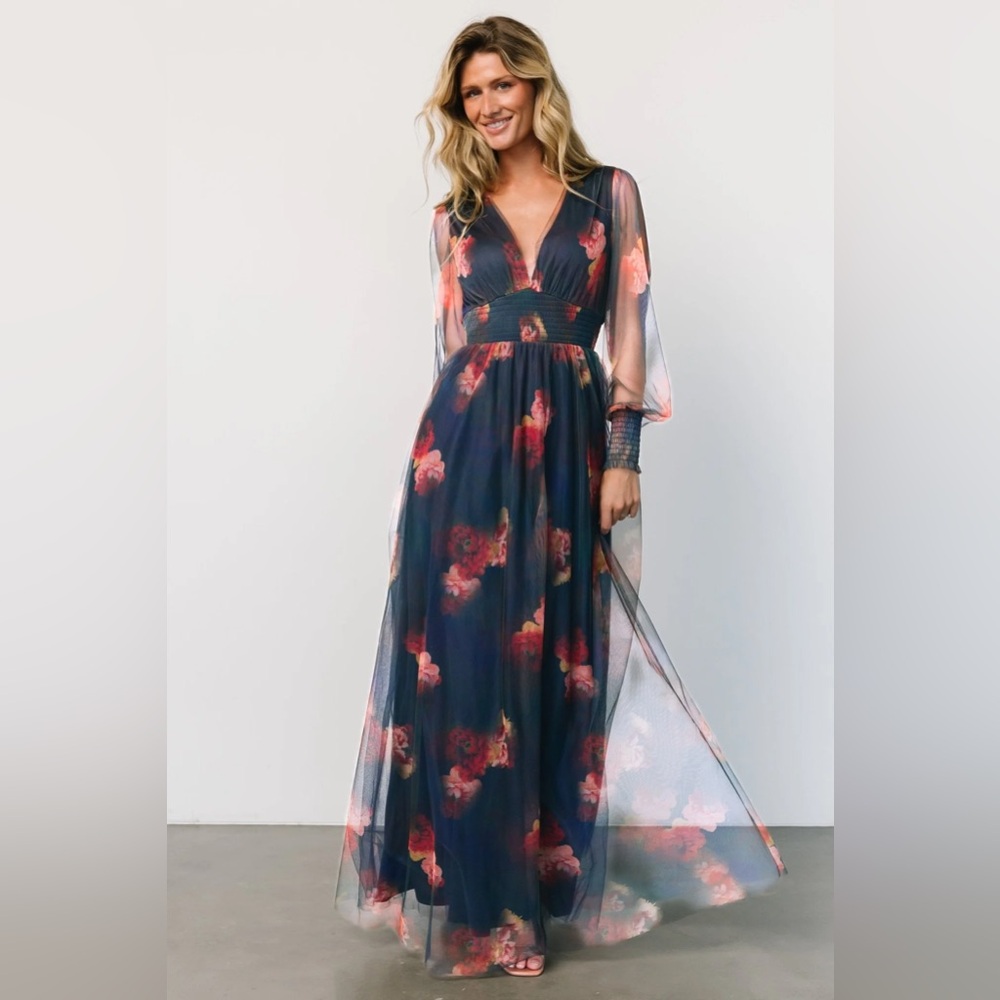 Baltic Born Layla Tulle Maxi Dress in Topaz Ombre Floral BNWT